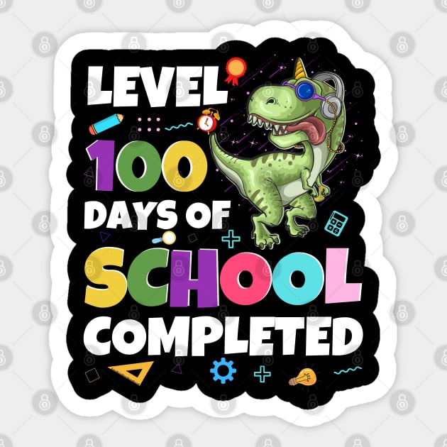 Level 100 Days Of School Completed Dinosaurs And Videos Games 100 Days Of School Sticker by JustBeSatisfied